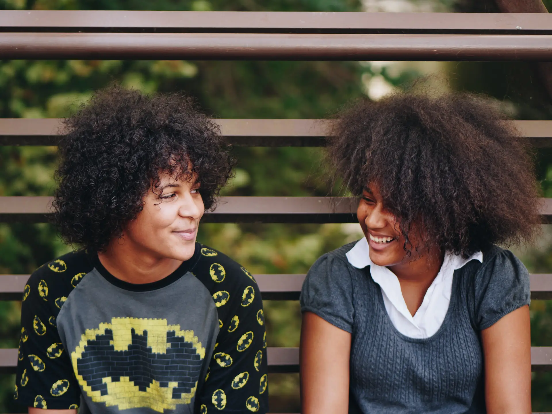 Two teens laughing