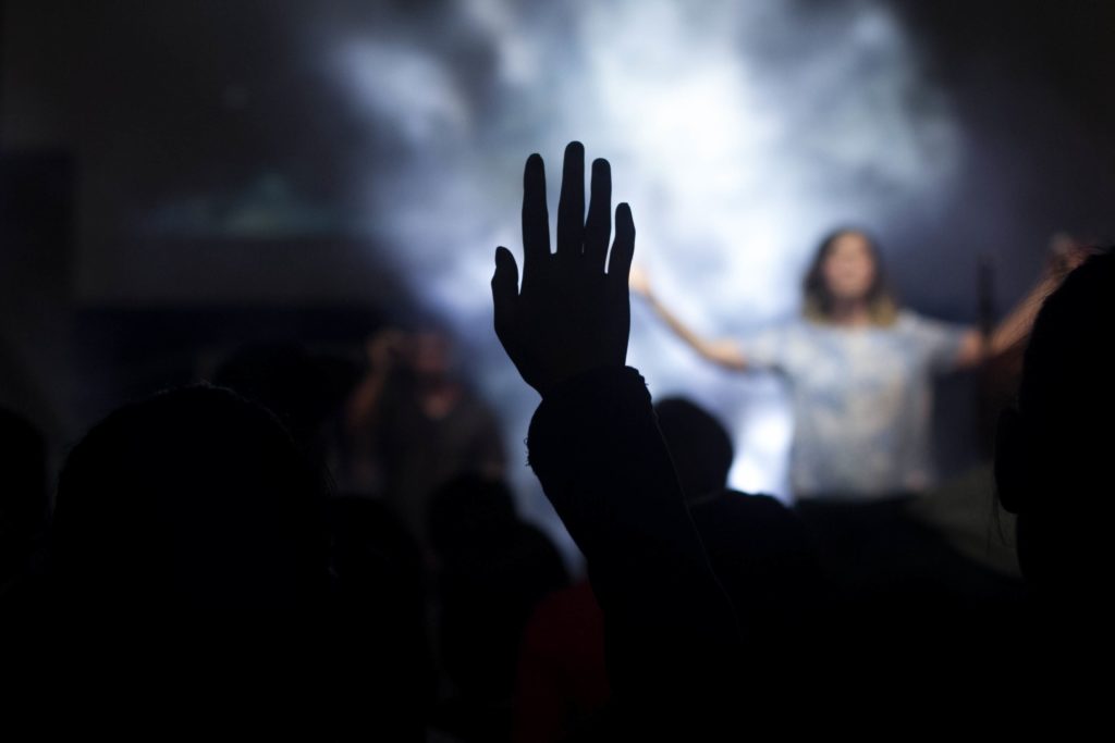 Hand lifted in worship